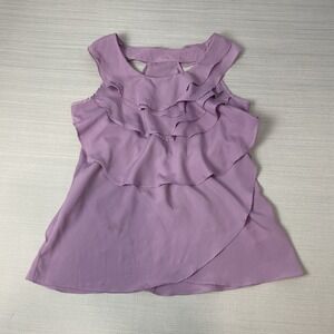 Fab'rik Women's Medium Ruffle Top Purple Lilac‎ Polyester Layered
